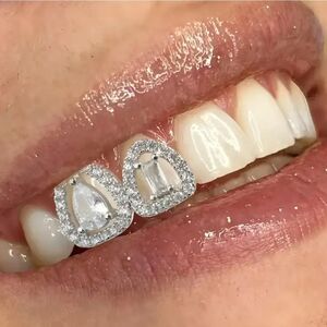 Elegant Silver Double Tooth Grillz